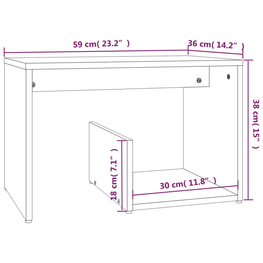 Bijzettafel 59X36X38 Cm Bewerkt Hout Kleurig Gerookt eiken