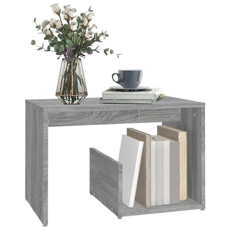 Bijzettafel 59X36X38 Cm Bewerkt Hout Eikenkleurig Grijs sonoma