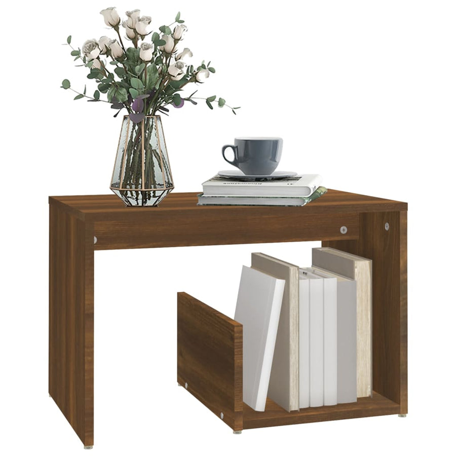 Bijzettafel 59X36X38 Cm Bewerkt Hout Bruin Eikenkleur Bruineiken