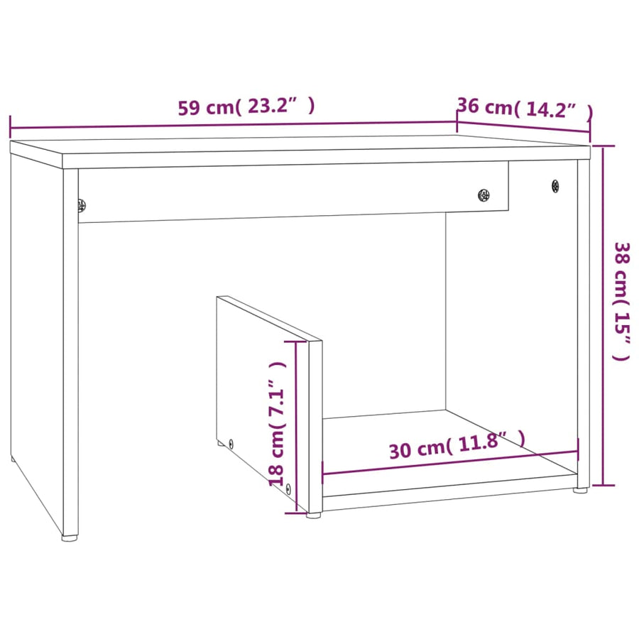 Bijzettafel 59X36X38 Cm Bewerkt Hout Bruin Eikenkleur Bruineiken