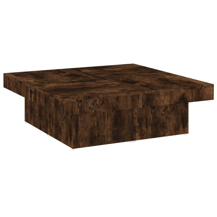 Salontafel 90X90X28 Cm Bewerkt Hout Kleurig Gerookt eiken