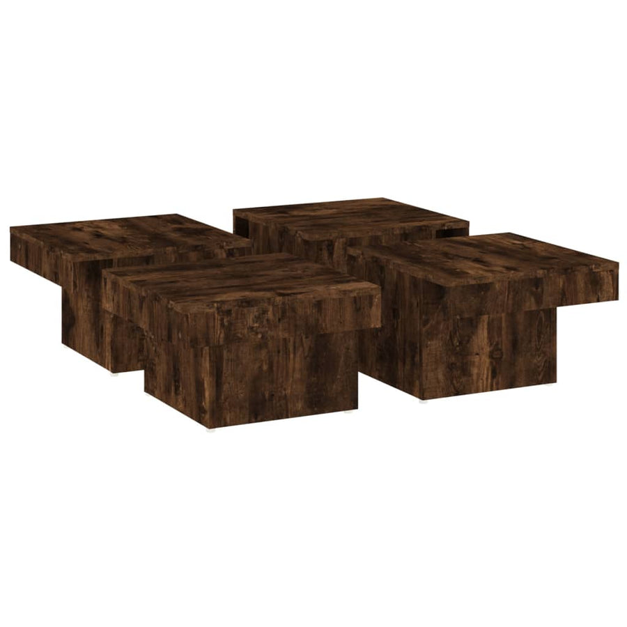 Salontafel 90X90X28 Cm Bewerkt Hout Kleurig Gerookt eiken