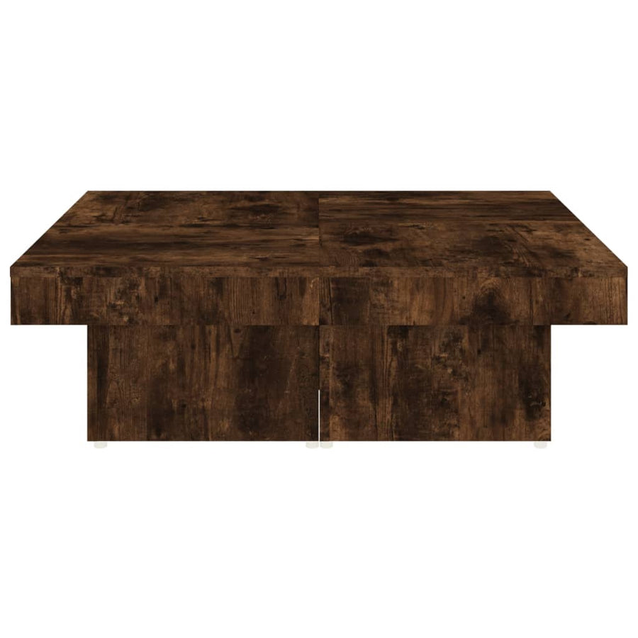 Salontafel 90X90X28 Cm Bewerkt Hout Kleurig Gerookt eiken