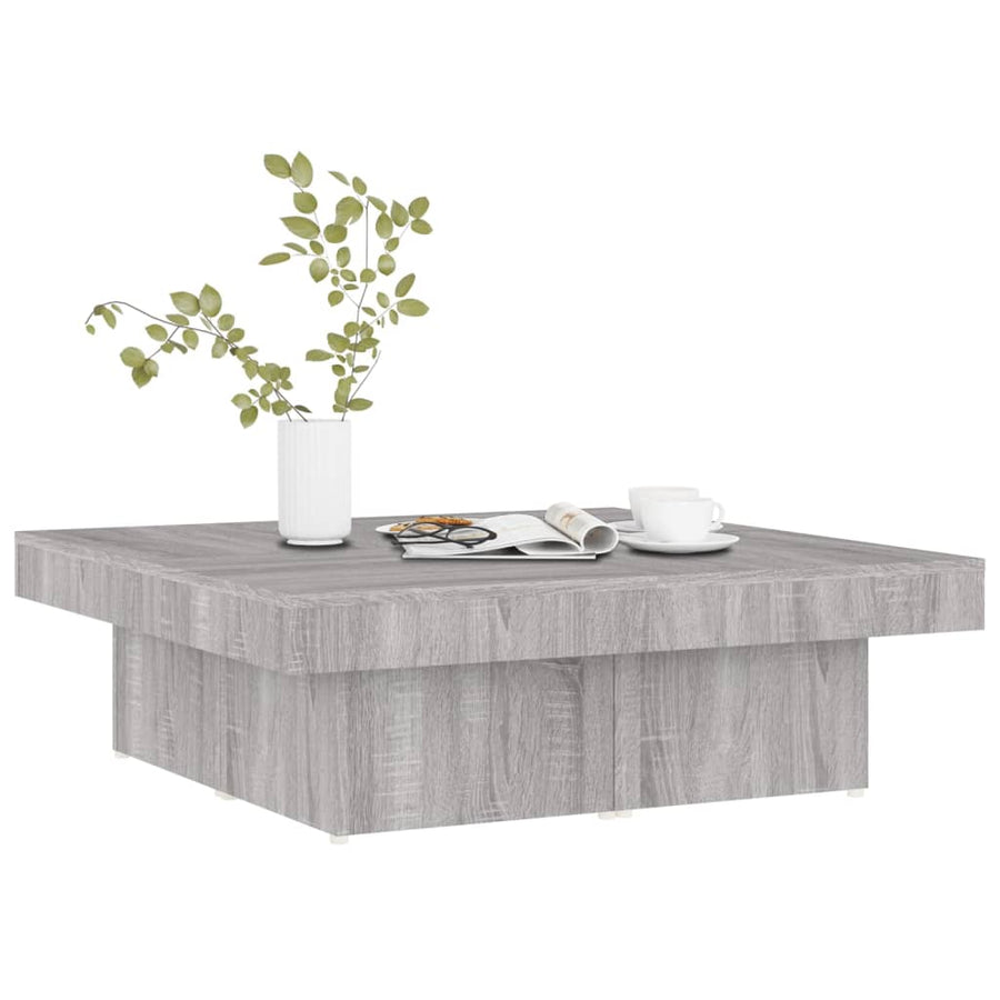 Salontafel 90X90X28 Cm Bewerkt Hout Eikenkleurig Grijs sonoma