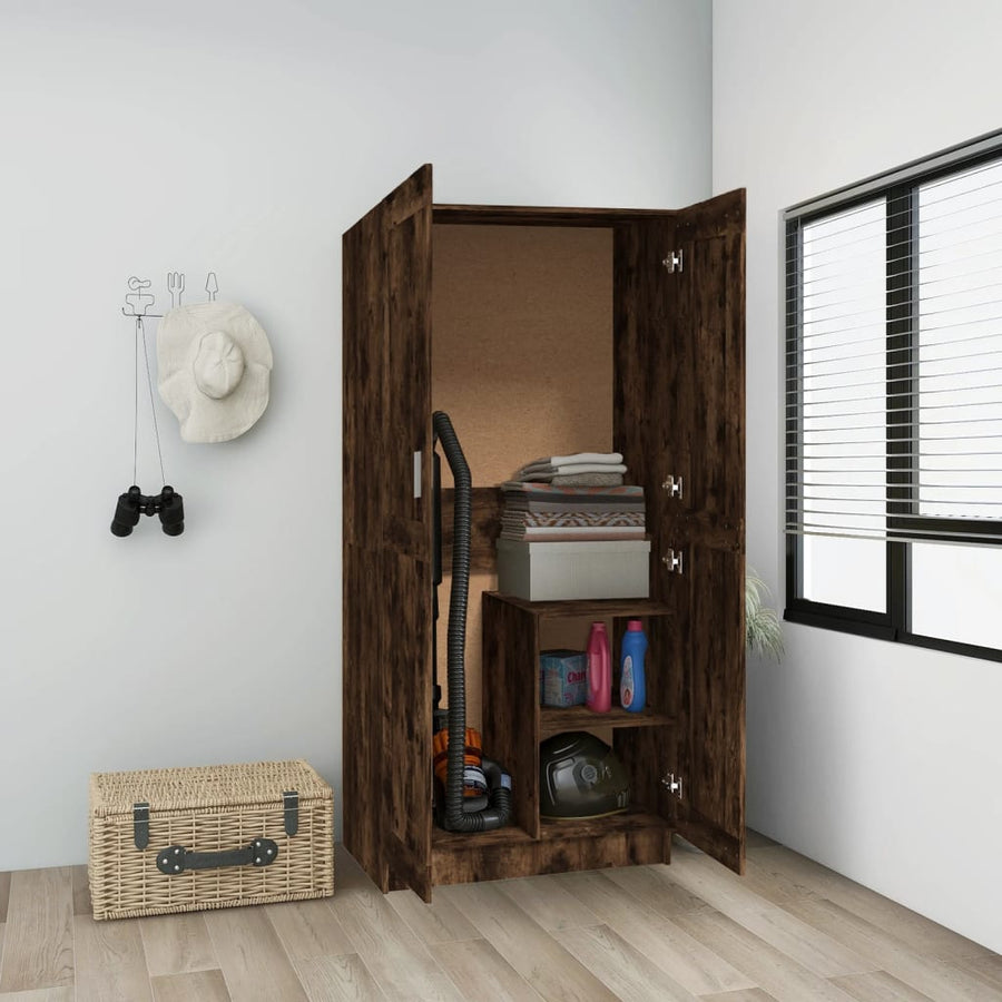 Kledingkast 82,5x51,5x180 cm bewerkt hout gerookt eikenkleurig