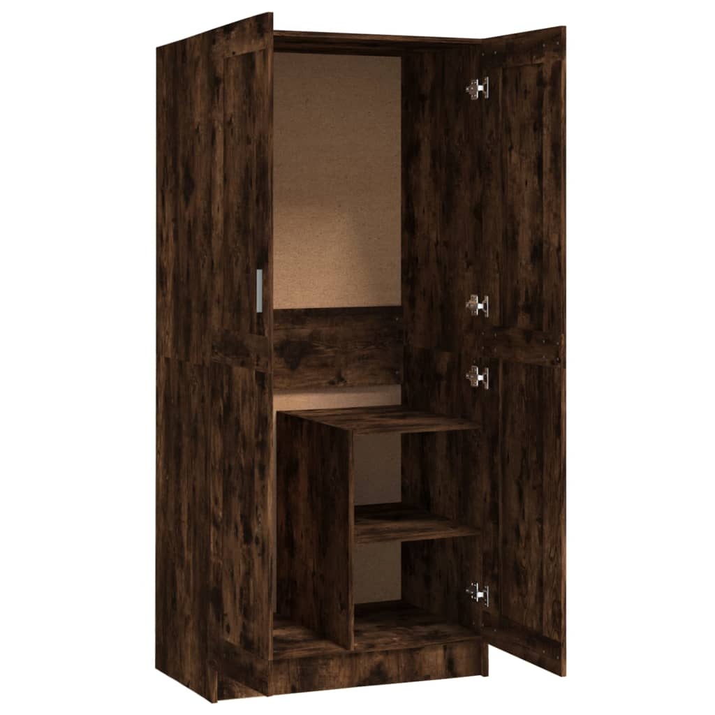 Kledingkast 82,5x51,5x180 cm bewerkt hout gerookt eikenkleurig