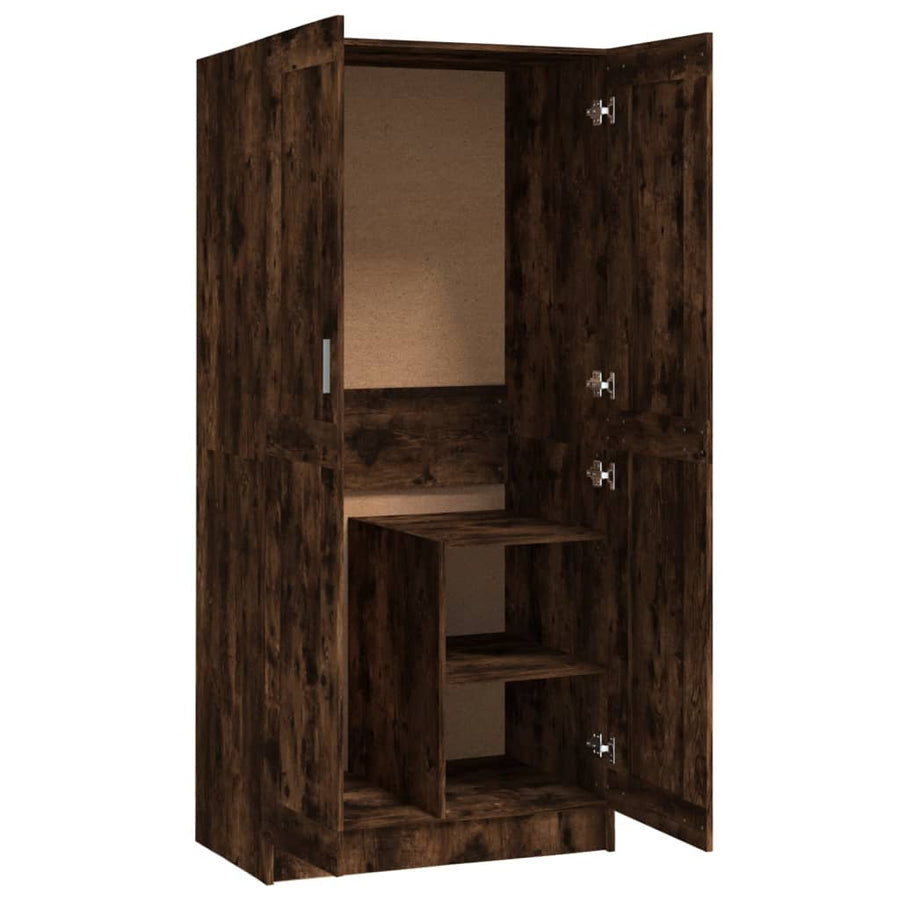 Kledingkast 82,5x51,5x180 cm bewerkt hout gerookt eikenkleurig