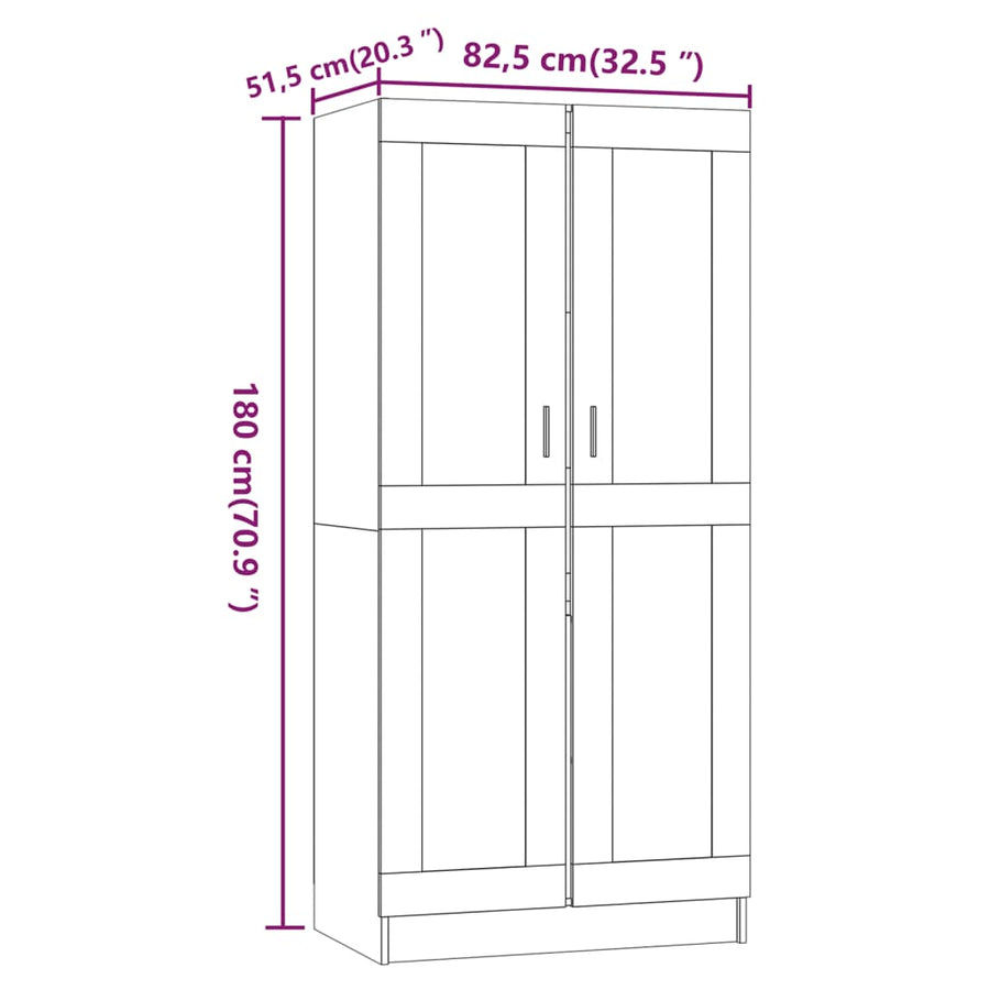 Kledingkast 82,5x51,5x180 cm bewerkt hout gerookt eikenkleurig