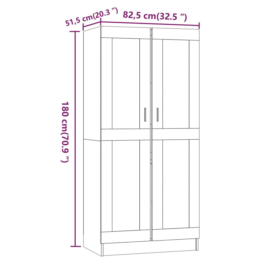 Kledingkast 82,5x51,5x180 cm bewerkt hout grijs sonoma eiken