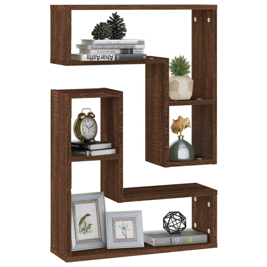 Wandschappen 2 St 50X15X50 Cm Bewerkt Hout Bruin Eikenkleur