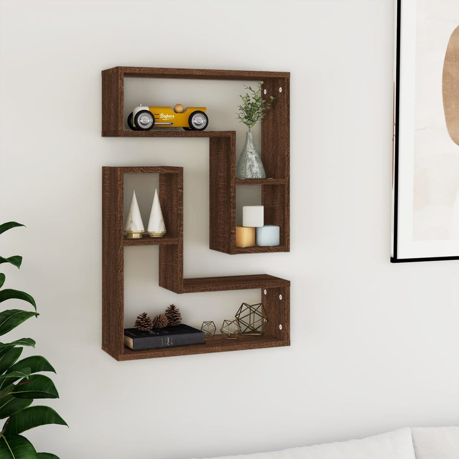 Wandschappen 2 St 50X15X50 Cm Bewerkt Hout Bruin Eikenkleur