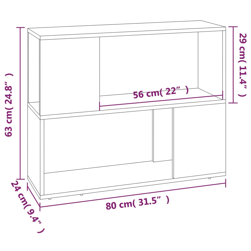 Boekenkast/Kamerscherm 80X24X63 Cm Kleurig Gerookt eiken