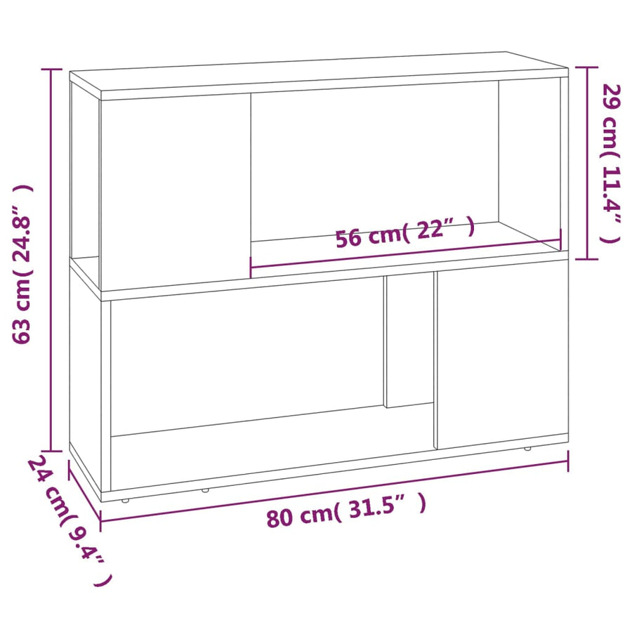 Boekenkast/Kamerscherm 80X24X63 Cm Kleurig Gerookt eiken