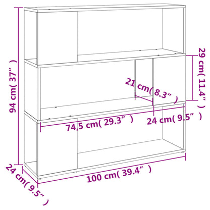 Boekenkast/Kamerscherm 00X24X94 Cm Eikenkleurig Grijs sonoma