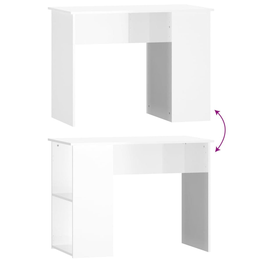 Bureau 100X55X75 Cm Bewerkt Hout Hoogglans Wit