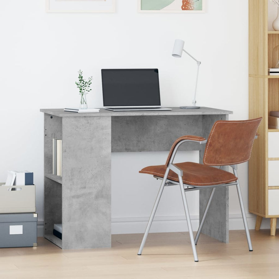 Bureau 100X55X75 Cm Bewerkt Hout Betongrijs