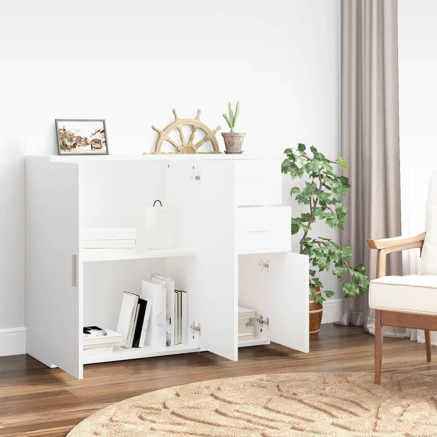 Dressoir 91x29,5x75 cm bewerkt hout wit Wit