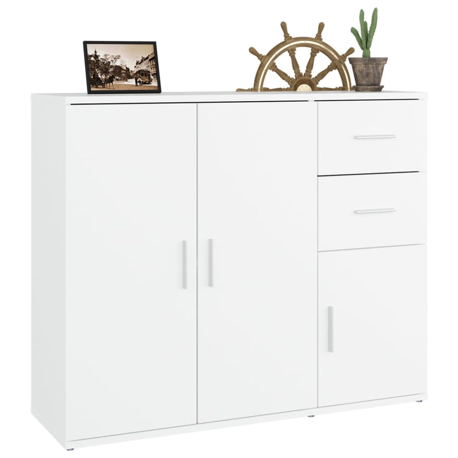 Dressoir 91x29,5x75 cm bewerkt hout wit Wit