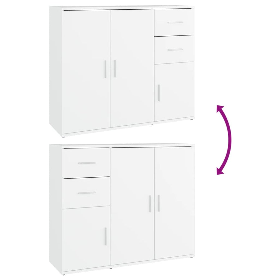 Dressoir 91x29,5x75 cm bewerkt hout wit Wit