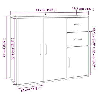 Dressoir 9X29,5X75 Cm Bewerkt Hout Kleurig Sonoma eiken