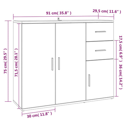 Dressoir 9X29,5X75 Cm Bewerkt Hout Kleurig Gerookt eiken