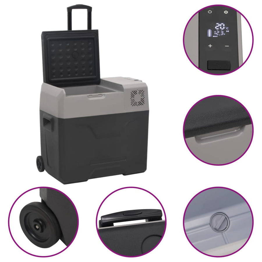 Koelbox Met Wielen En Adapter Polypropeen Zwart En Grijs 30 l met adapter