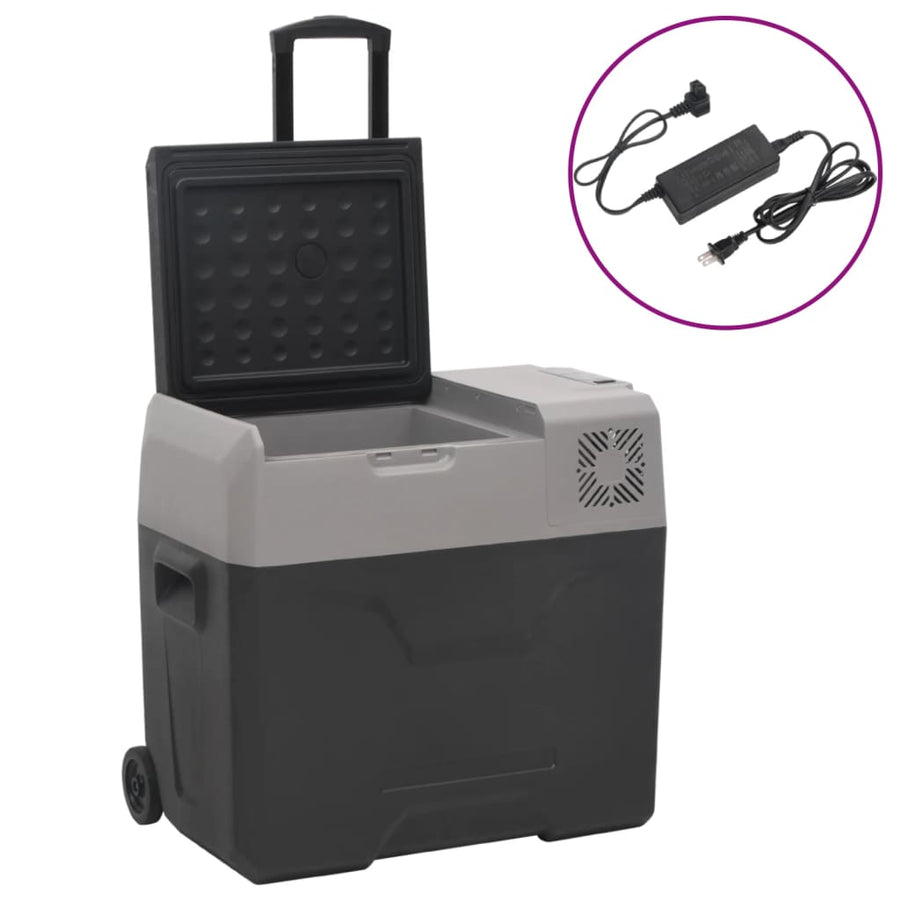 Koelbox Met Wielen En Adapter 40 L Polypropeen Zwart En Grijs