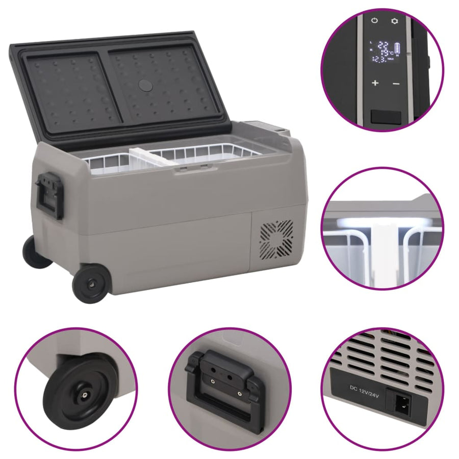 Koelbox Met Wielen En Adapter Pp En Pe Zwart En Grijs 36 l met adapter
