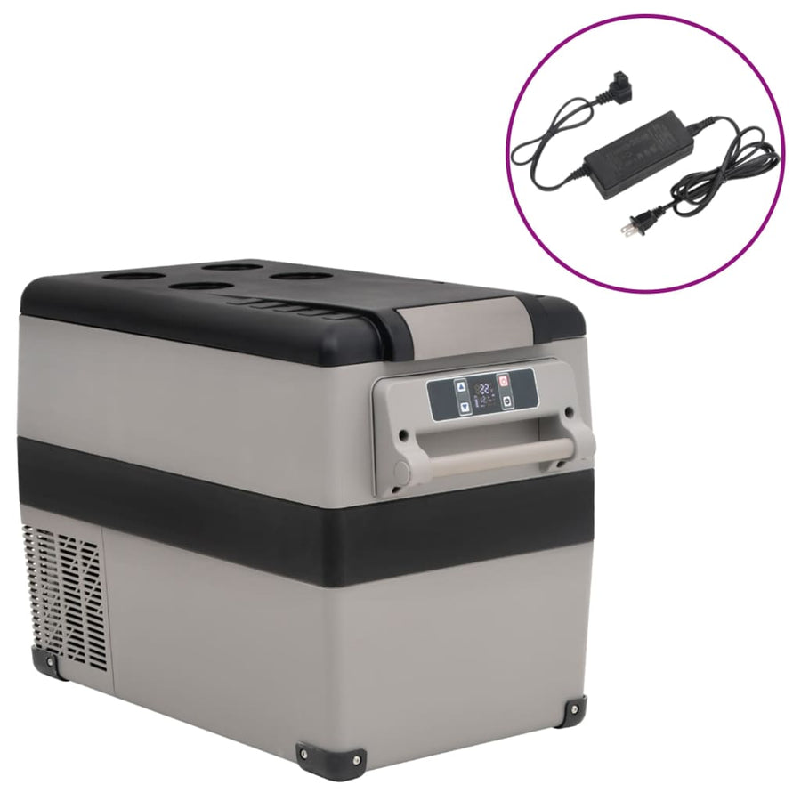 Koelbox Met Handvat En Adapter 55 L Pp & Pe Zwart En Grijs