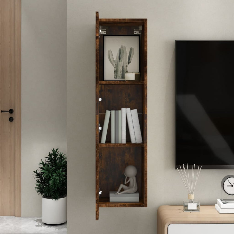 Tv-wandmeubel 30,5x30x110 cm gerookt eikenkleurig 30.5 x 30 x 110 cm Gerookt eiken