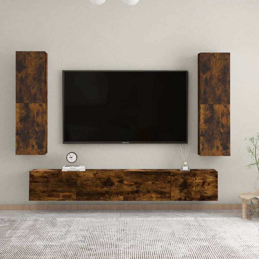 Tv-wandmeubel 30,5x30x110 cm gerookt eikenkleurig 30.5 x 30 x 110 cm Gerookt eiken