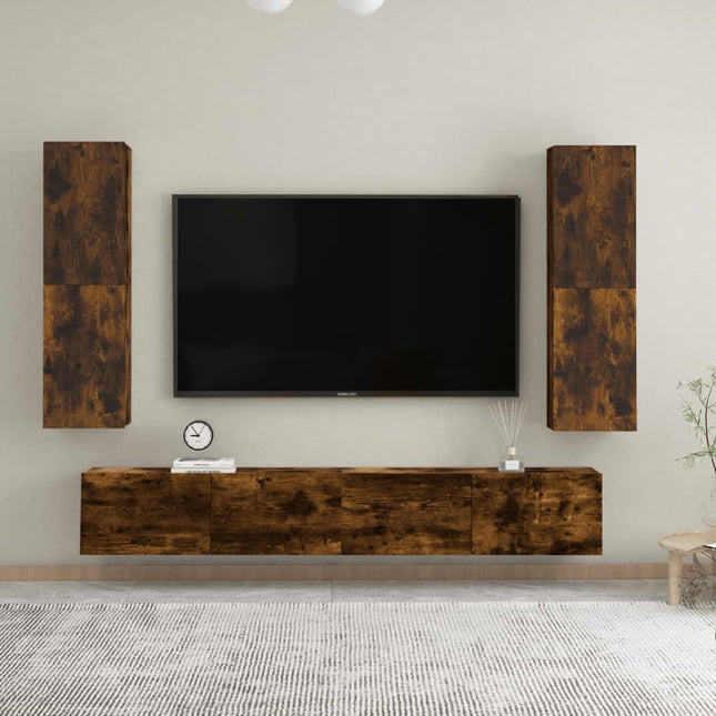 Tv-wandmeubels 2 st 30,5x30x110 cm gerookt eikenkleurig 2 30.5 x 30 x 110 cm Gerookt eiken