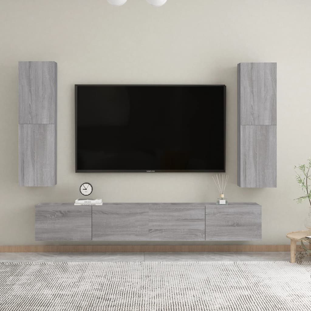 Tv-wandmeubel 30,5x30x110 cm grijs sonoma eikenkleurig 1 30.5 x 30 x 110 cm Grijs sonoma