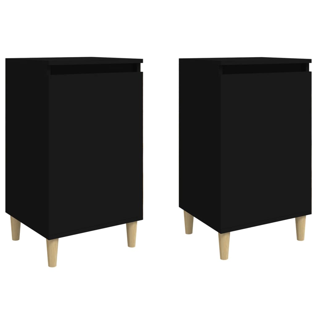 Nachtkastjes 2 St 40X35X70 Cm Bewerkt Hout Zwart