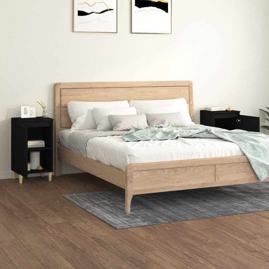 Nachtkastjes 2 St 40X35X70 Cm Bewerkt Hout Zwart