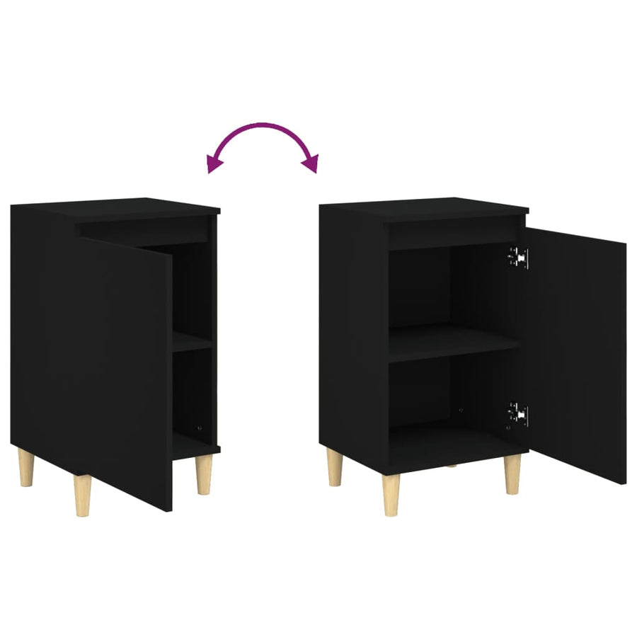 Nachtkastjes 2 St 40X35X70 Cm Bewerkt Hout Zwart