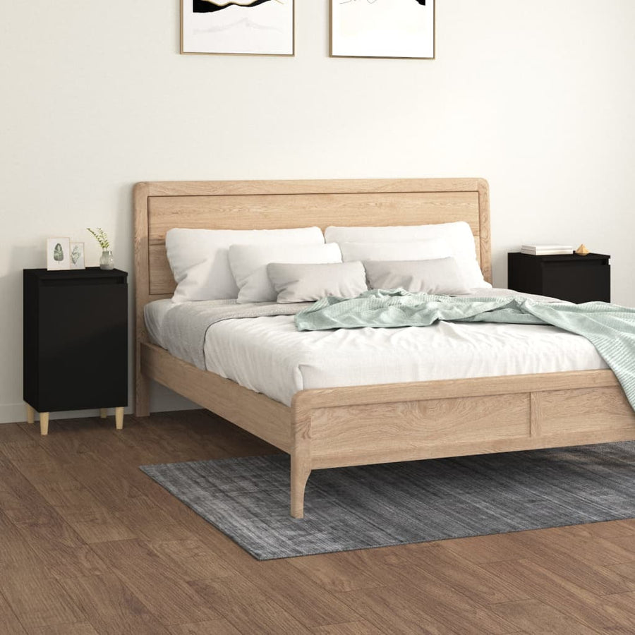 Nachtkastjes 2 St 40X35X70 Cm Bewerkt Hout Zwart