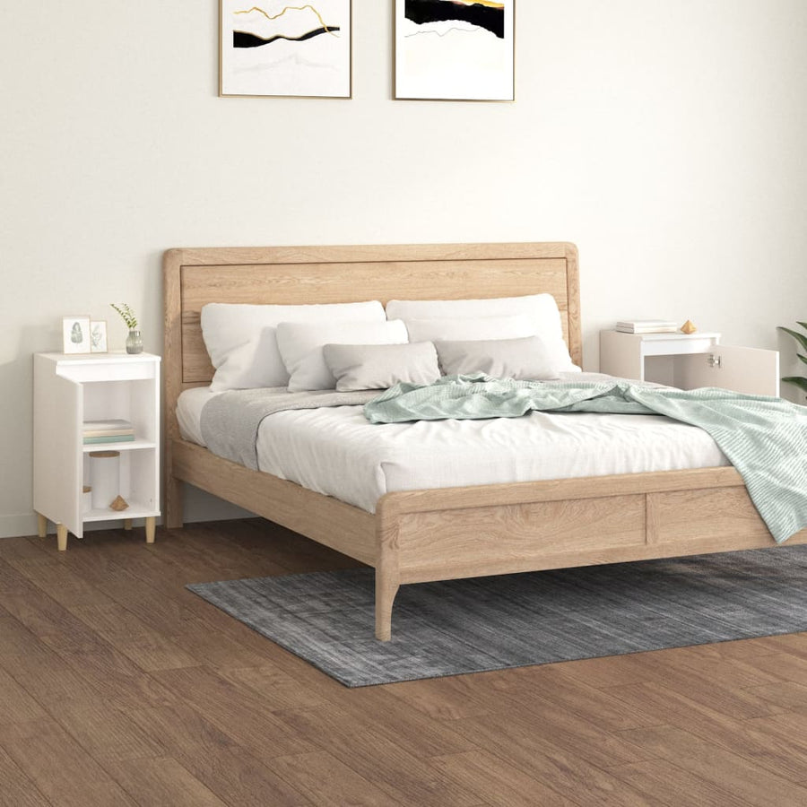 Nachtkastjes 2 St 40X35X70 Cm Bewerkt Hout Hoogglans Wit