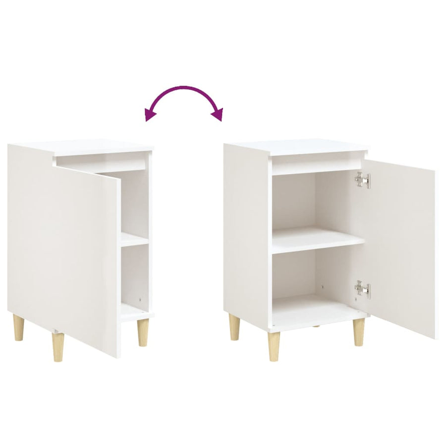 Nachtkastjes 2 St 40X35X70 Cm Bewerkt Hout Hoogglans Wit