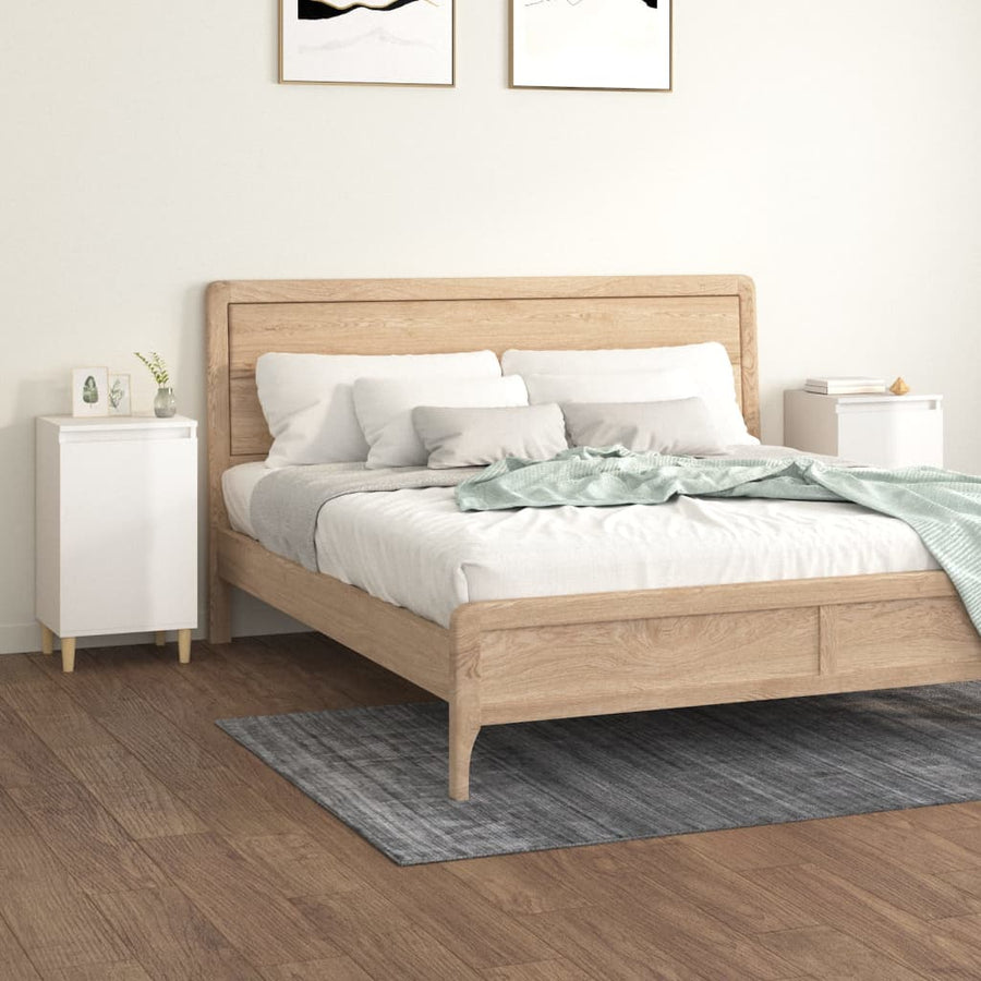 Nachtkastjes 2 St 40X35X70 Cm Bewerkt Hout Hoogglans Wit