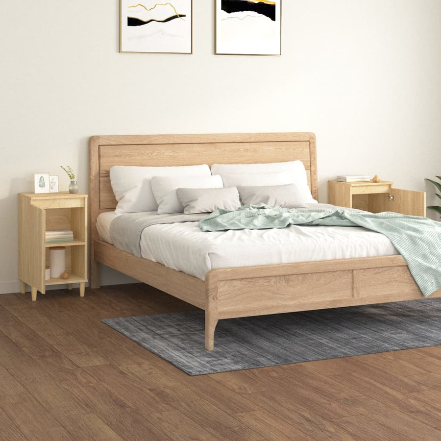 Nachtkastjes 2 St 40X35X70 Cm Bewerkt Hout Sonoma Eikenkleurig