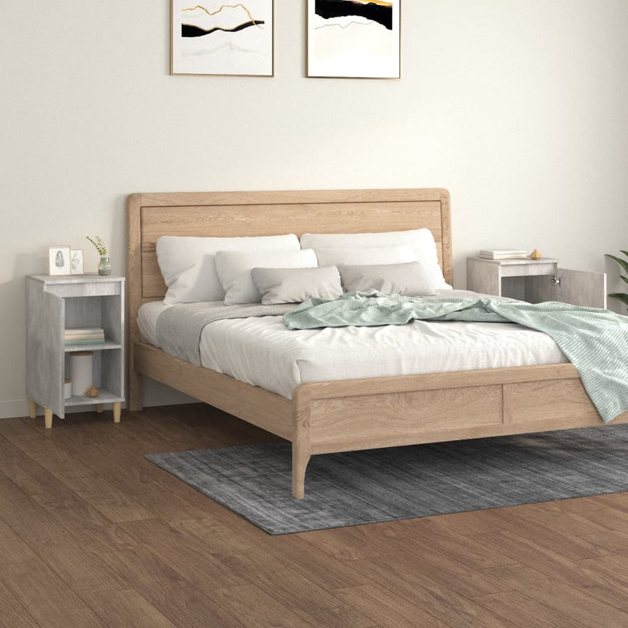 Nachtkastjes 2 St 40X35X70 Cm Bewerkt Hout Betongrijs