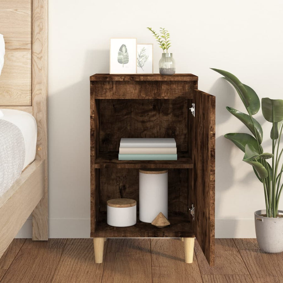 Nachtkastje 40X35X70 Cm Bewerkt Hout Gerookt Eikenkleurig