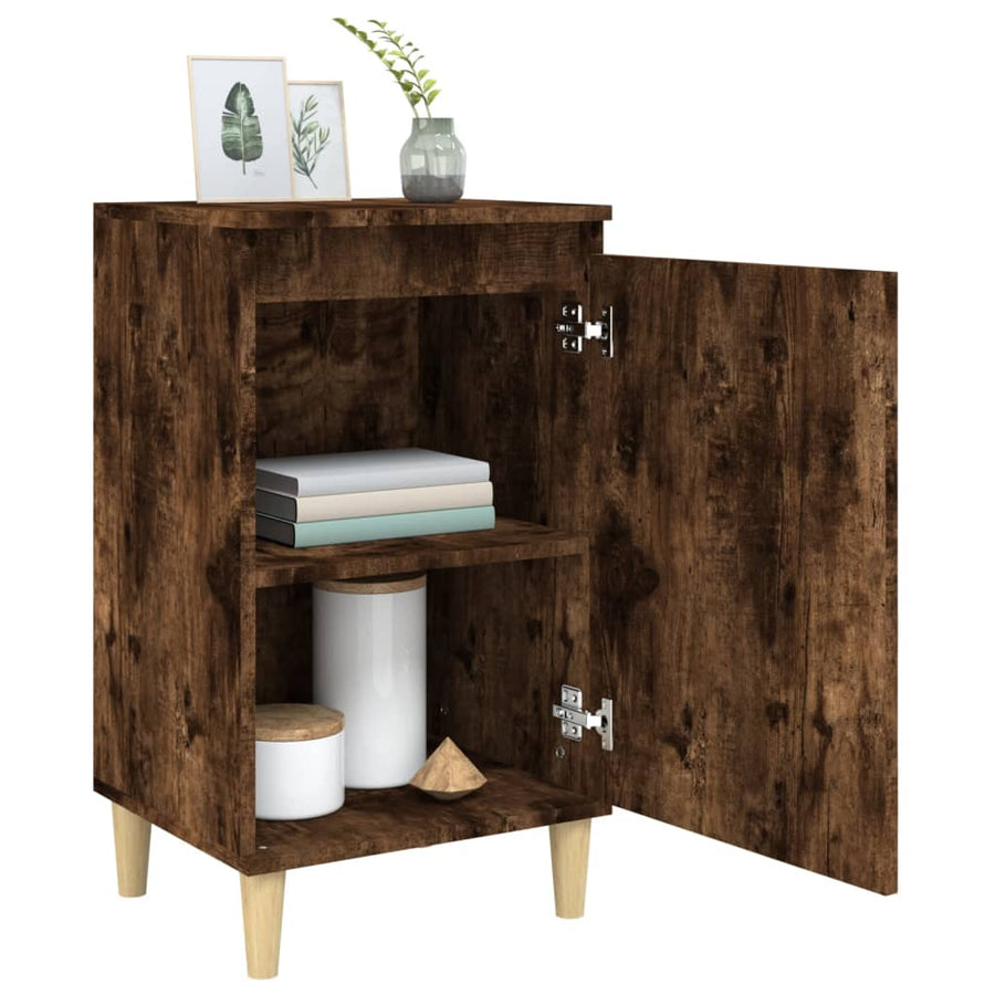 Nachtkastje 40X35X70 Cm Bewerkt Hout Gerookt Eikenkleurig