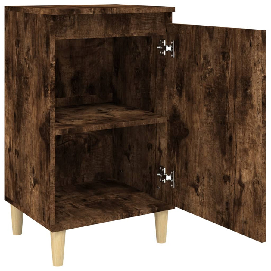 Nachtkastje 40X35X70 Cm Bewerkt Hout Gerookt Eikenkleurig