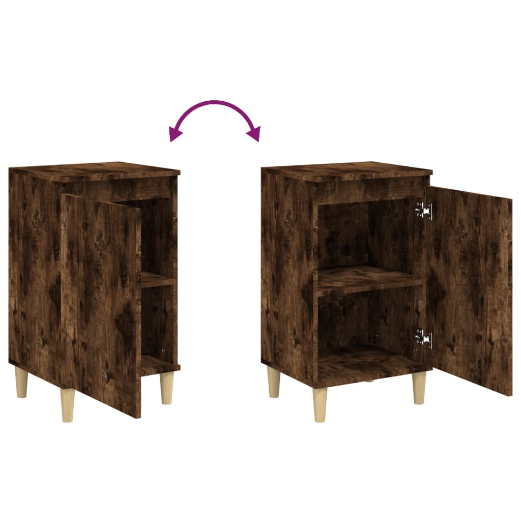 Nachtkastje 40X35X70 Cm Bewerkt Hout Gerookt Eikenkleurig