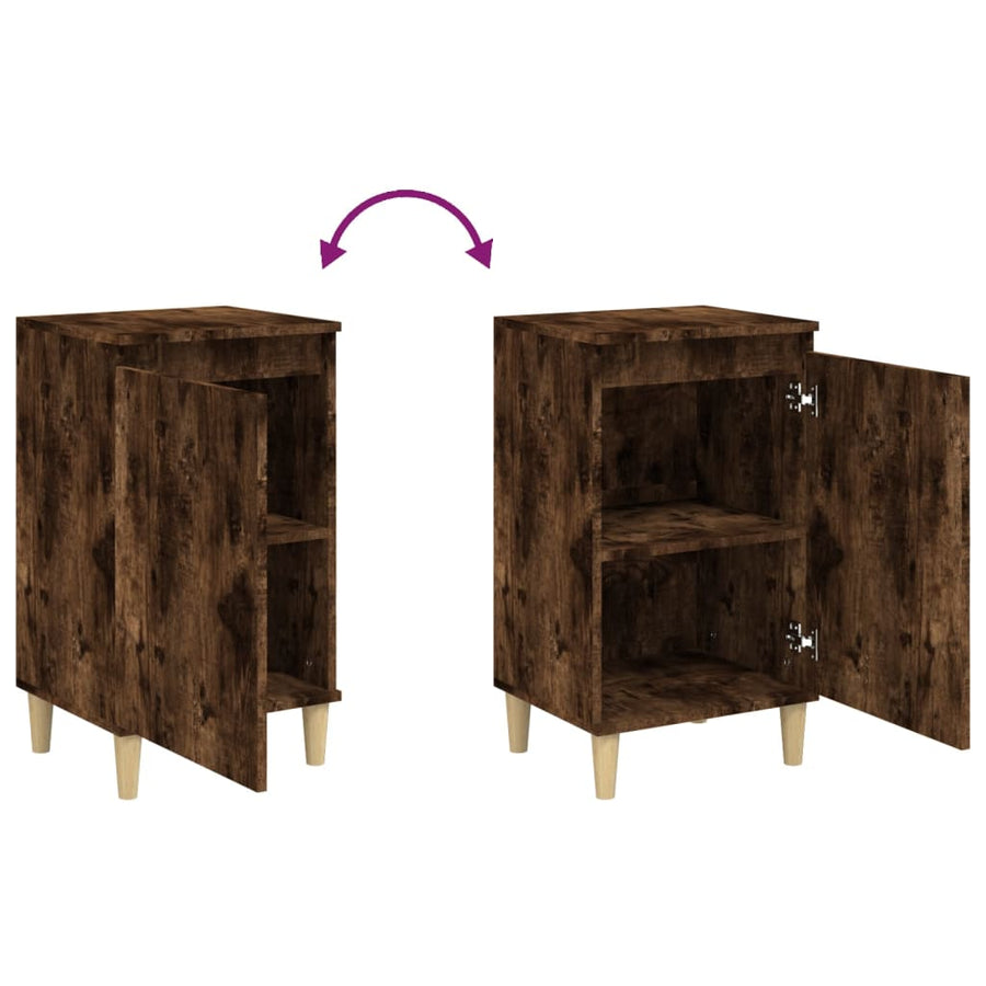 Nachtkastje 40X35X70 Cm Bewerkt Hout Gerookt Eikenkleurig