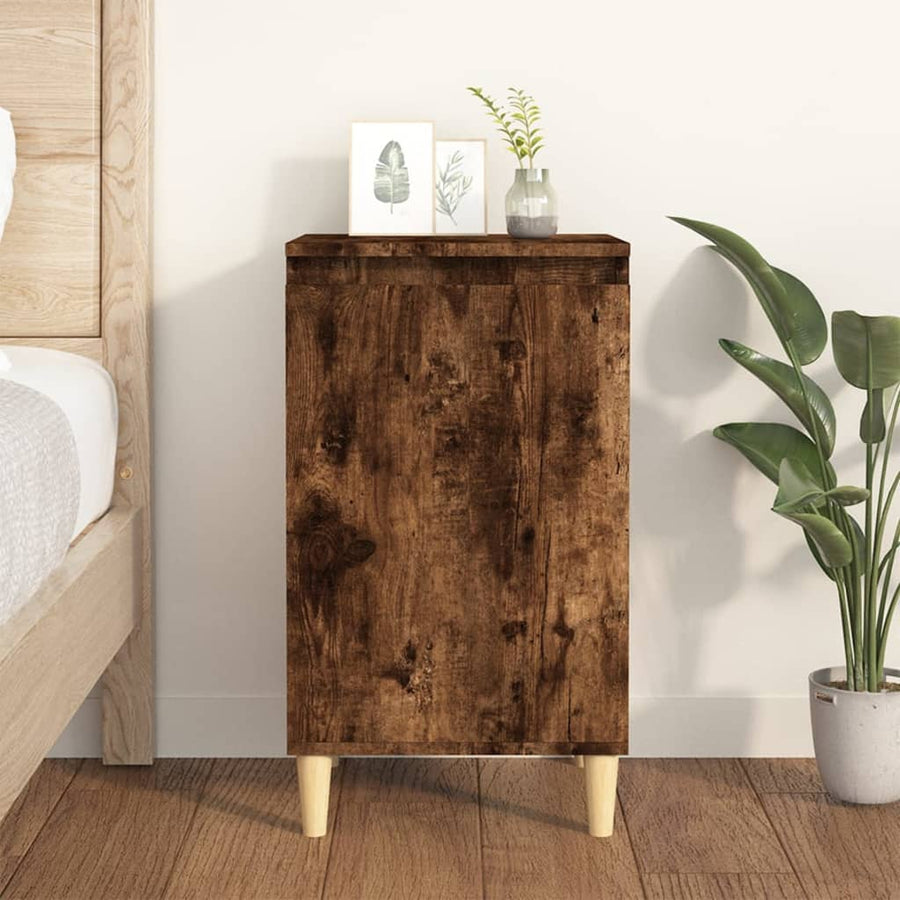 Nachtkastje 40X35X70 Cm Bewerkt Hout Gerookt Eikenkleurig