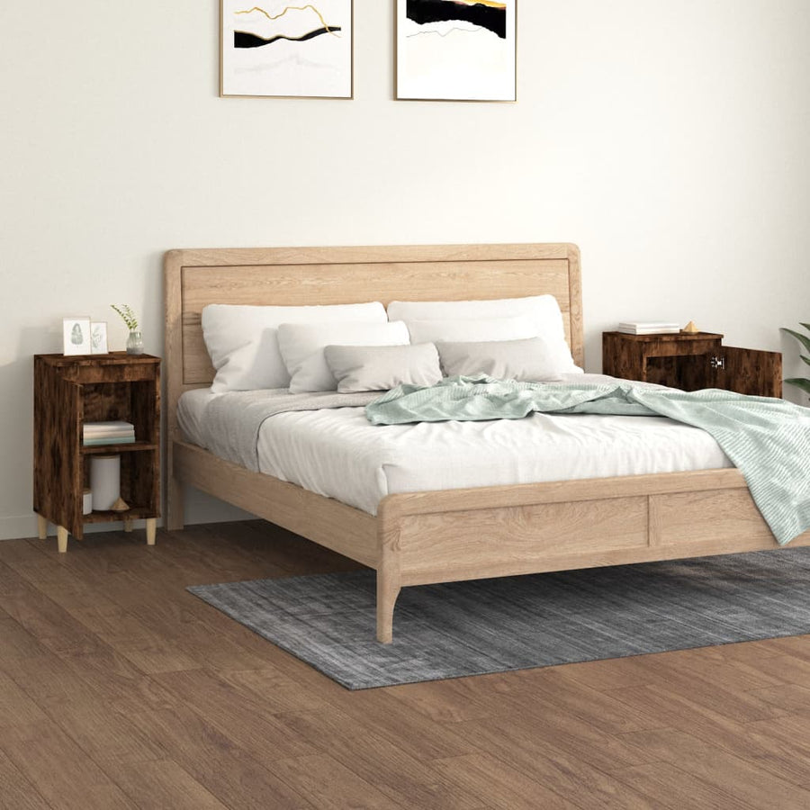 Nachtkastjes 2 St 40X35X70 Cm Bewerkt Hout Gerookt Eikenkleurig