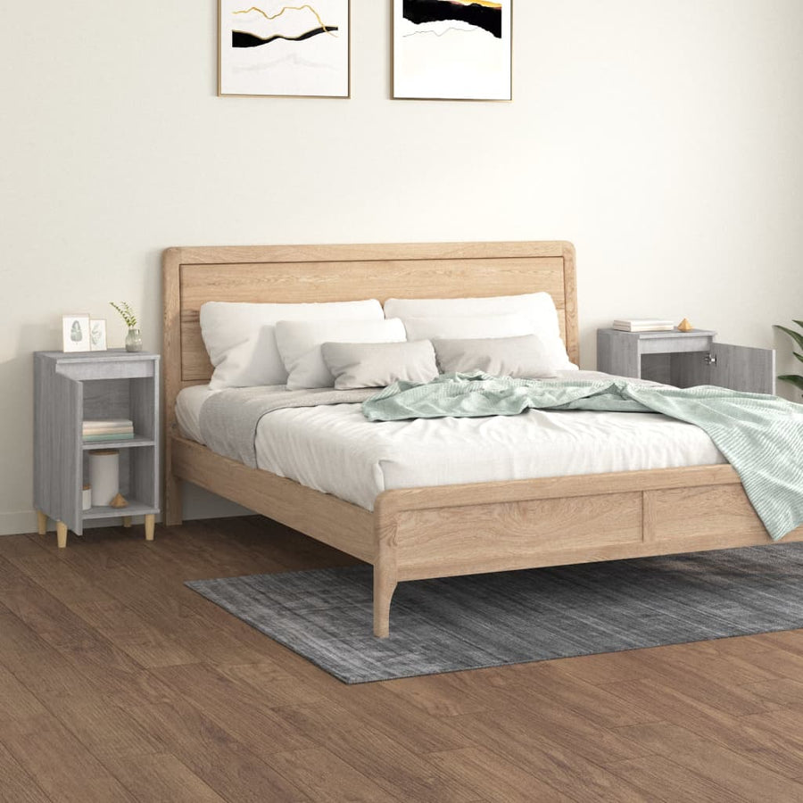 Nachtkastjes 2 St 40X35X70 Cm Bewerkt Hout Grijs Sonoma Eiken